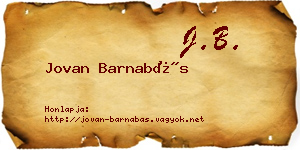 Jovan Barnabás névjegykártya